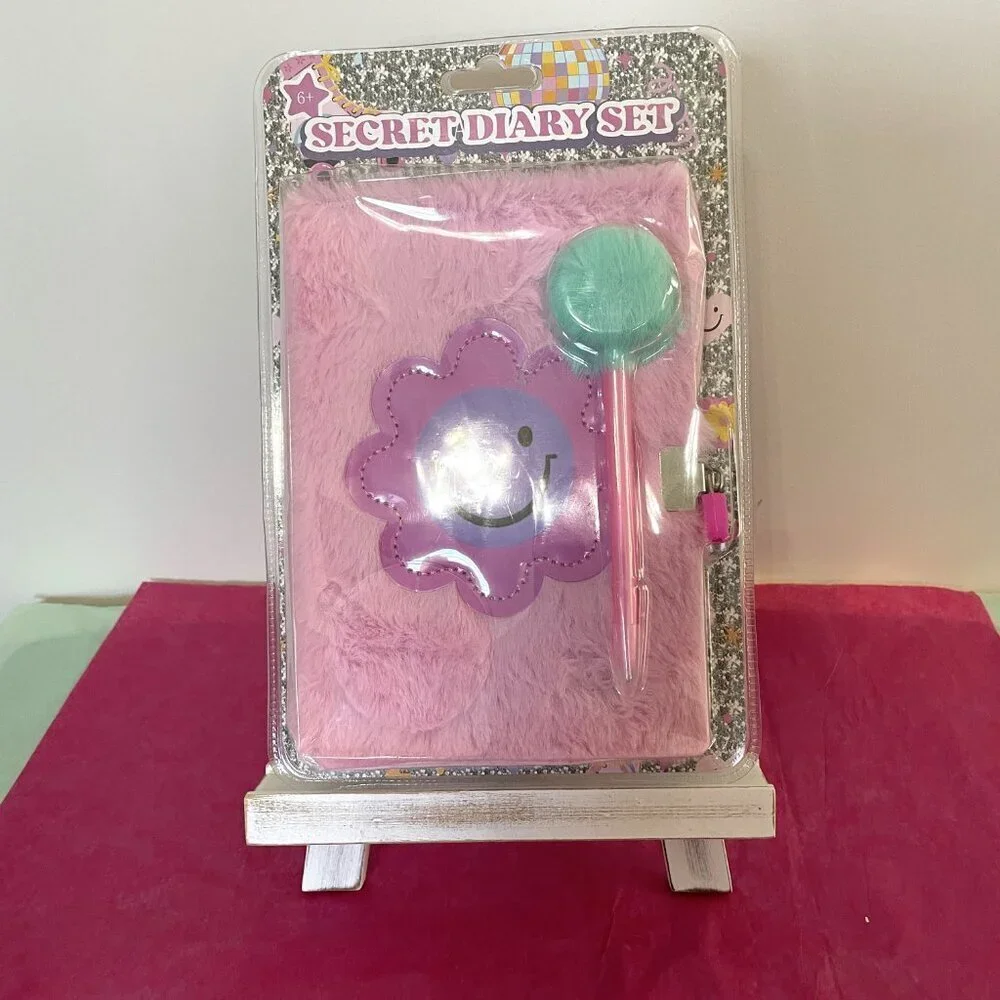 Simple Pleasures Fuzzy Smiley Face Diary